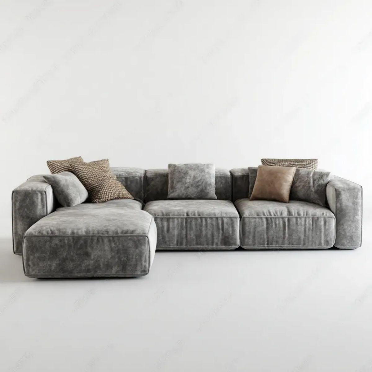 Sofa, L szary poliester Belivelvet sofa, 300 x 170 x 85 cm