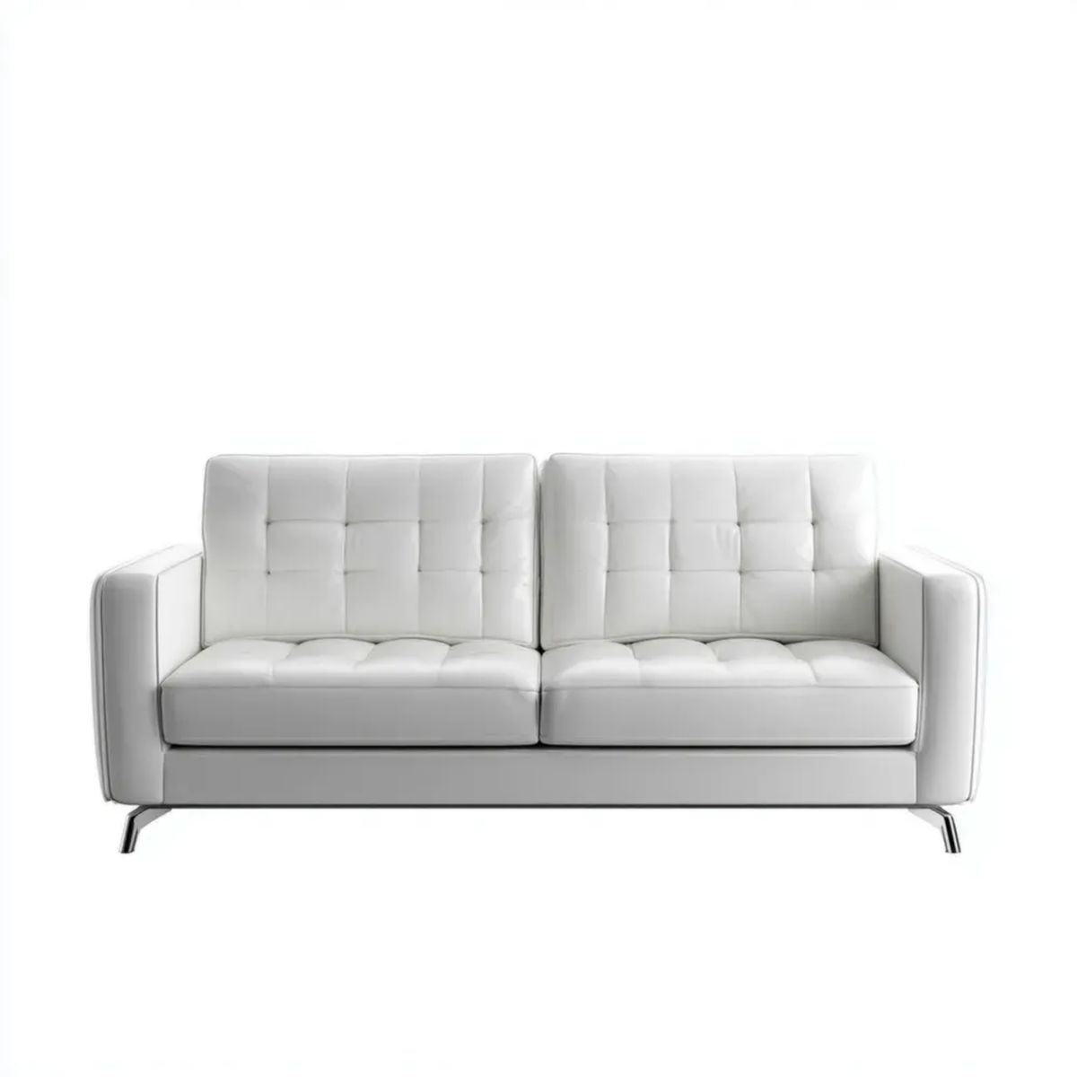 Sofa, Biała sofa w poliuretanowej skórze, 185 x 83 x 86 cm