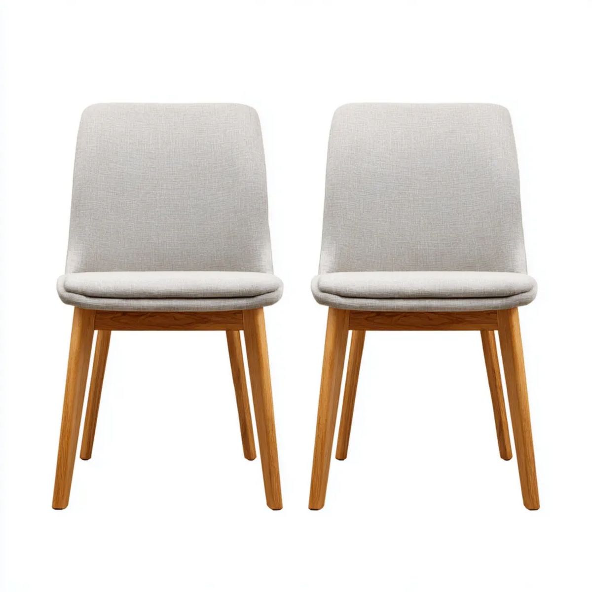 Krzesło do jadalni, Zestaw 2 tapicerowanych poliestrów stołówki z krzeseł z krzesełkiem z jasnoszarym drewnem i dębem, 48 x 58 x 85 cm