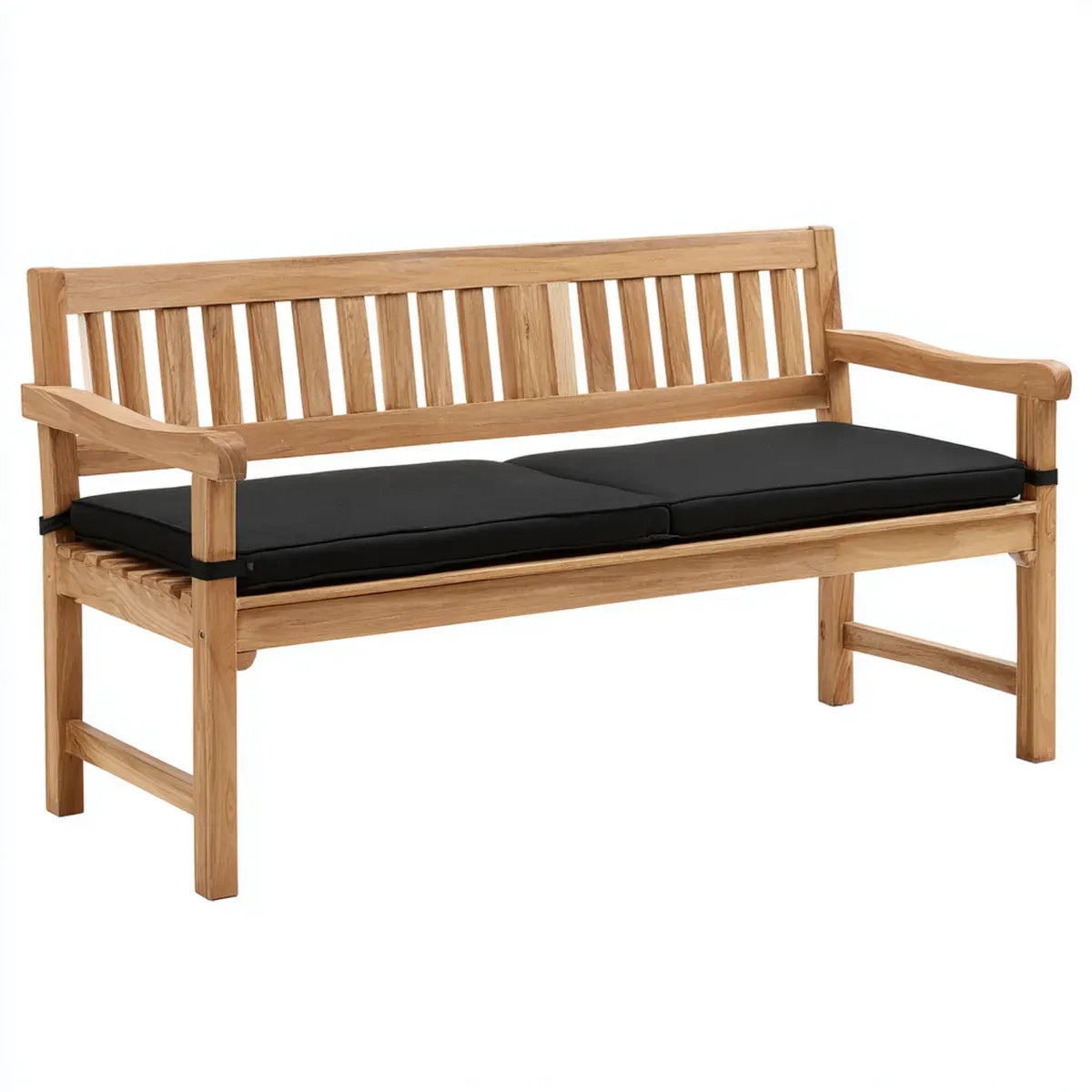 Ławka ogrodowa 3 naturalne i czarne kwadraty w prostokątnym teku stałym 150 x 59 x 90 cm