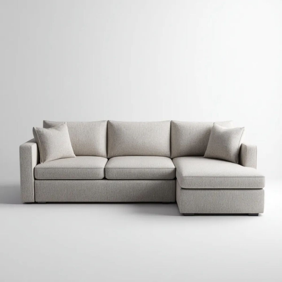 Sofa, 3 kwadratowe szare poliestrowe sofy, 260 x 160 x 85 cm