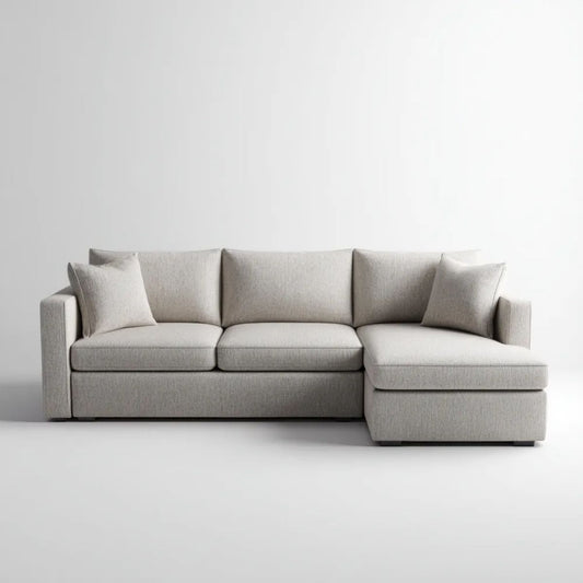Sofa, 3 kwadratowe szare poliestrowe sofy, 260 x 160 x 85 cm