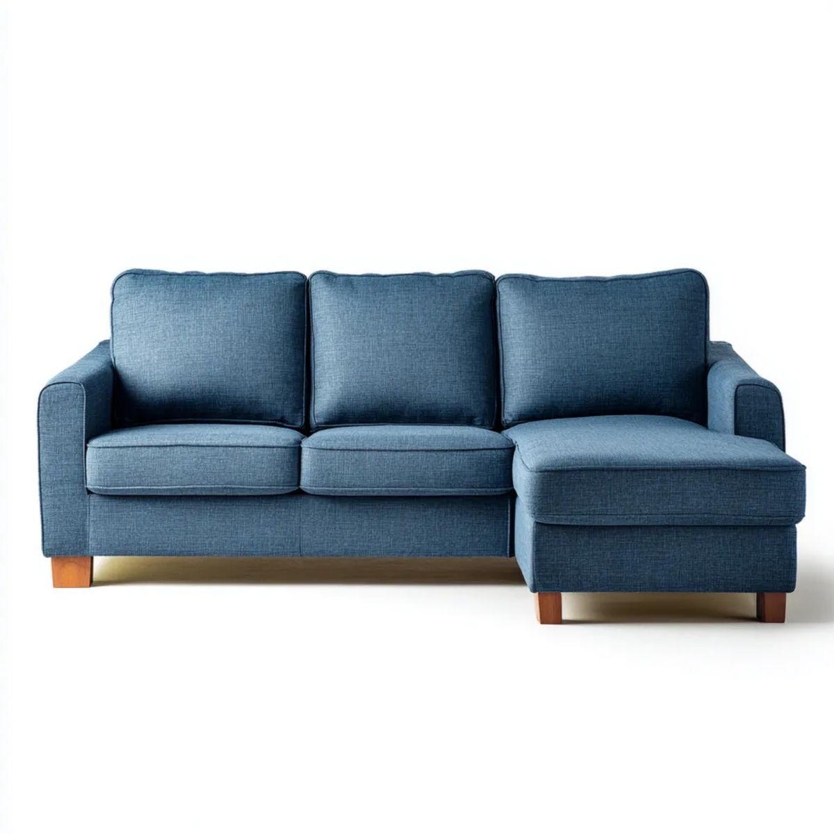 Sofa, 3-osobowa sofa z szezlongiem fizjologicznym niebieski poliester olejek, 220 x 145 x 85 cm