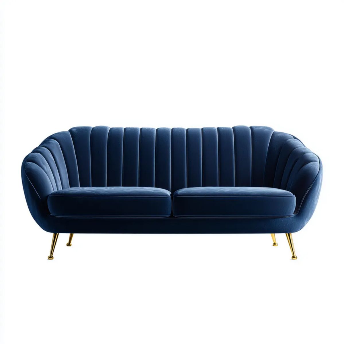 Sofa, Navy British Niebieski Sofa w poliestrze Belivelvet z Neapol Golden Belimetal Neapol nogi, 170 x 83 x 78 cm