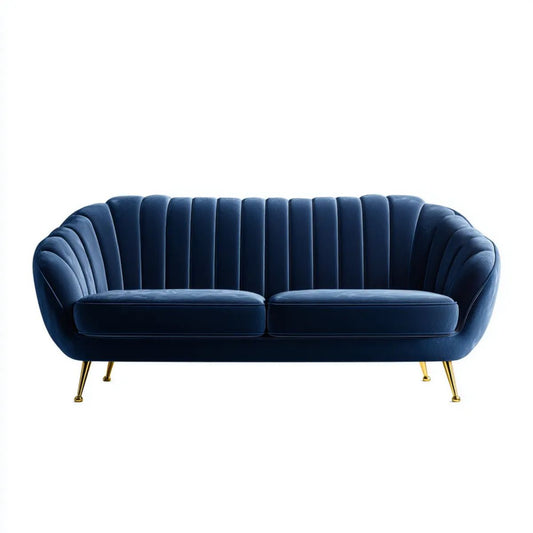 Sofa, Navy British Niebieski Sofa w poliestrze Belivelvet z Neapol Golden Belimetal Neapol nogi, 170 x 83 x 78 cm