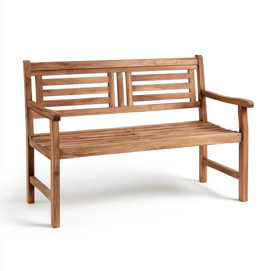 Ławka ogrodowa 2 brązowe kwadraty w litym prostokątnym drewnie z drewna tekowego 120 x 65 x 90 cm