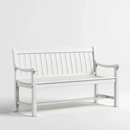 Ławka ogrodowa 2 miejsca biały 120 x 65 x 90 cm w litym drewnie prostokątnym d