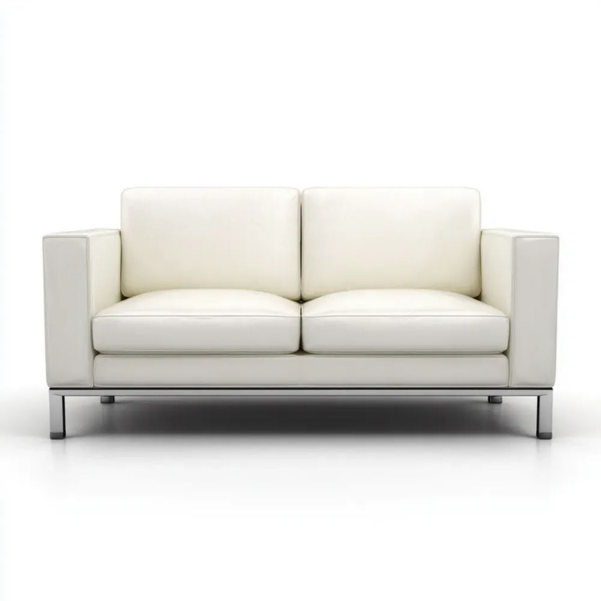 Sofa, Biała skóra surówka 2 fotele PU 160 x 85 x 80 cm