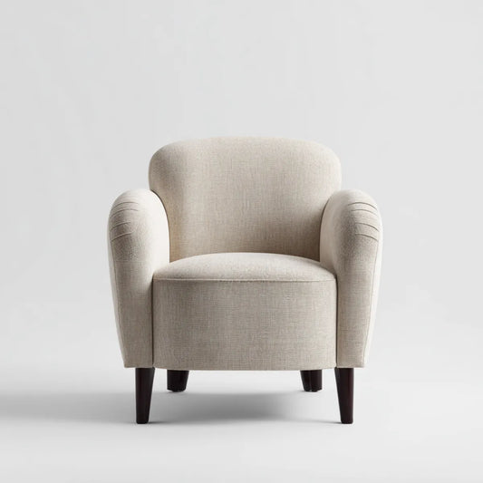 Fotel tapicerowany Beige 75 x 78 x 86 cm z poliestrową tapicerką pokrywą i litymi nóżkami z drewna