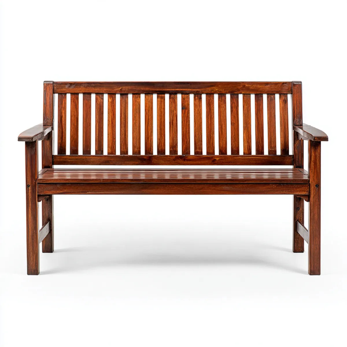 Ławka ogrodowa 2 fotele brązowe 120 x 60 x 90 cm w litym drewnie prostokątnym d