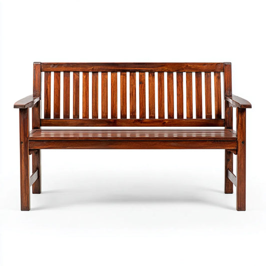 Ławka ogrodowa 2 fotele brązowe 120 x 60 x 90 cm w litym drewnie prostokątnym d
