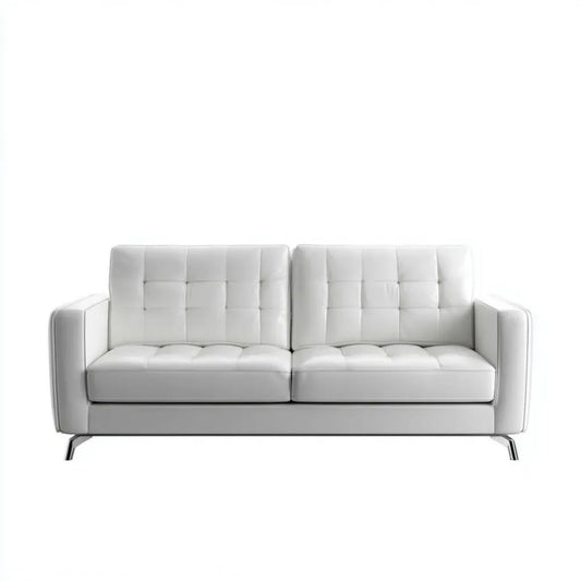 Sofa, Biała sofa w poliuretanowej skórze, 185 x 83 x 86 cm