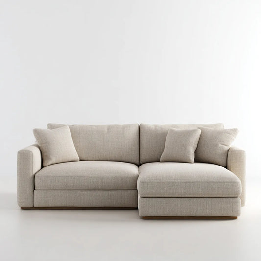 Sofa, Kanapa narożna z profilem L szezlongiem beige 250 x 160 x 85 cm