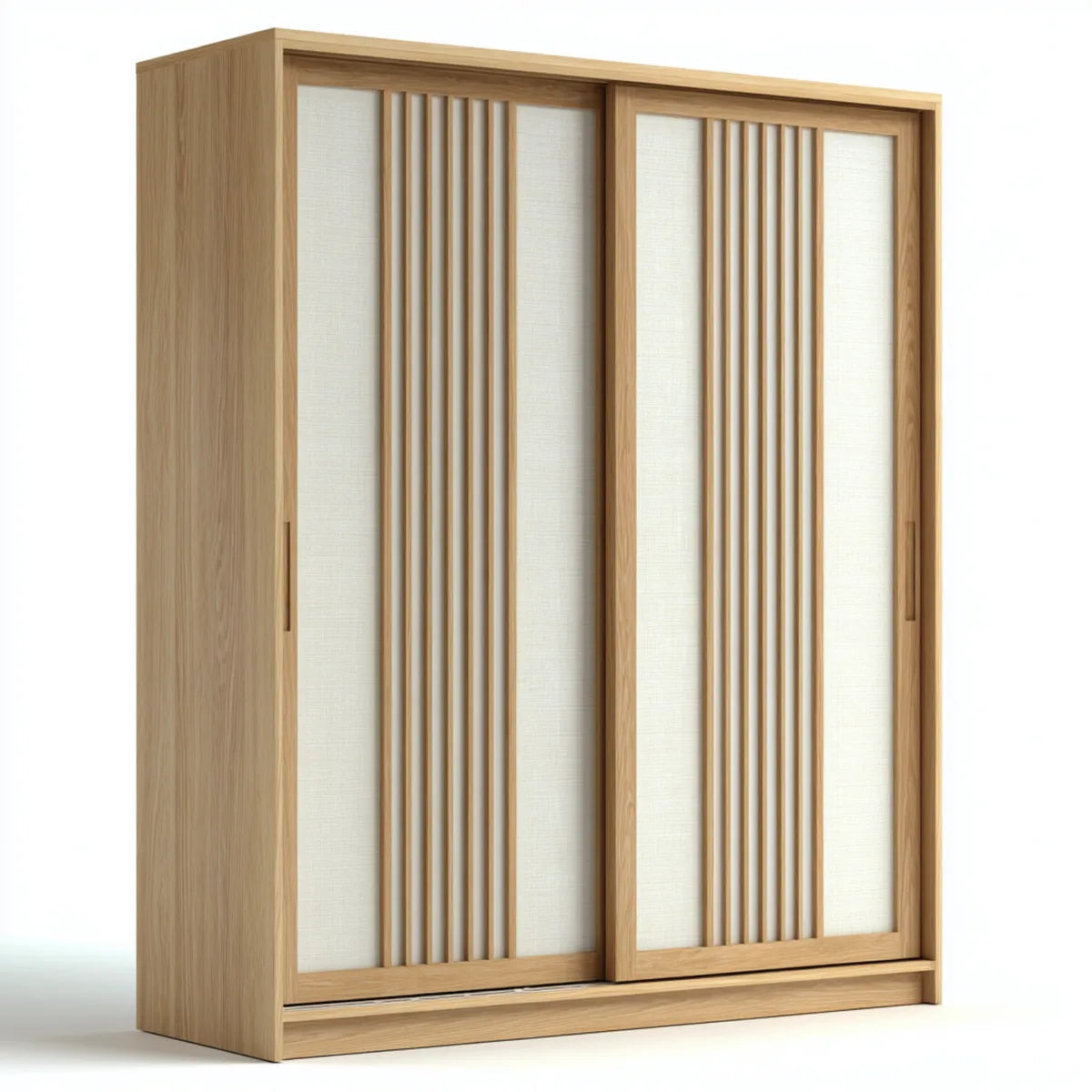 Szafa, Szafka na drzwi do kucia Dąb naturalny Naturalna biały 180 x 60 x 200 cm z dwoma drzwiami przesuwanymi z MDF i forniru dębowego