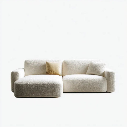 Sofa, 3-osobowa poliestrowy sofa z klamrą ecru, 260 x 160 x 75 cm