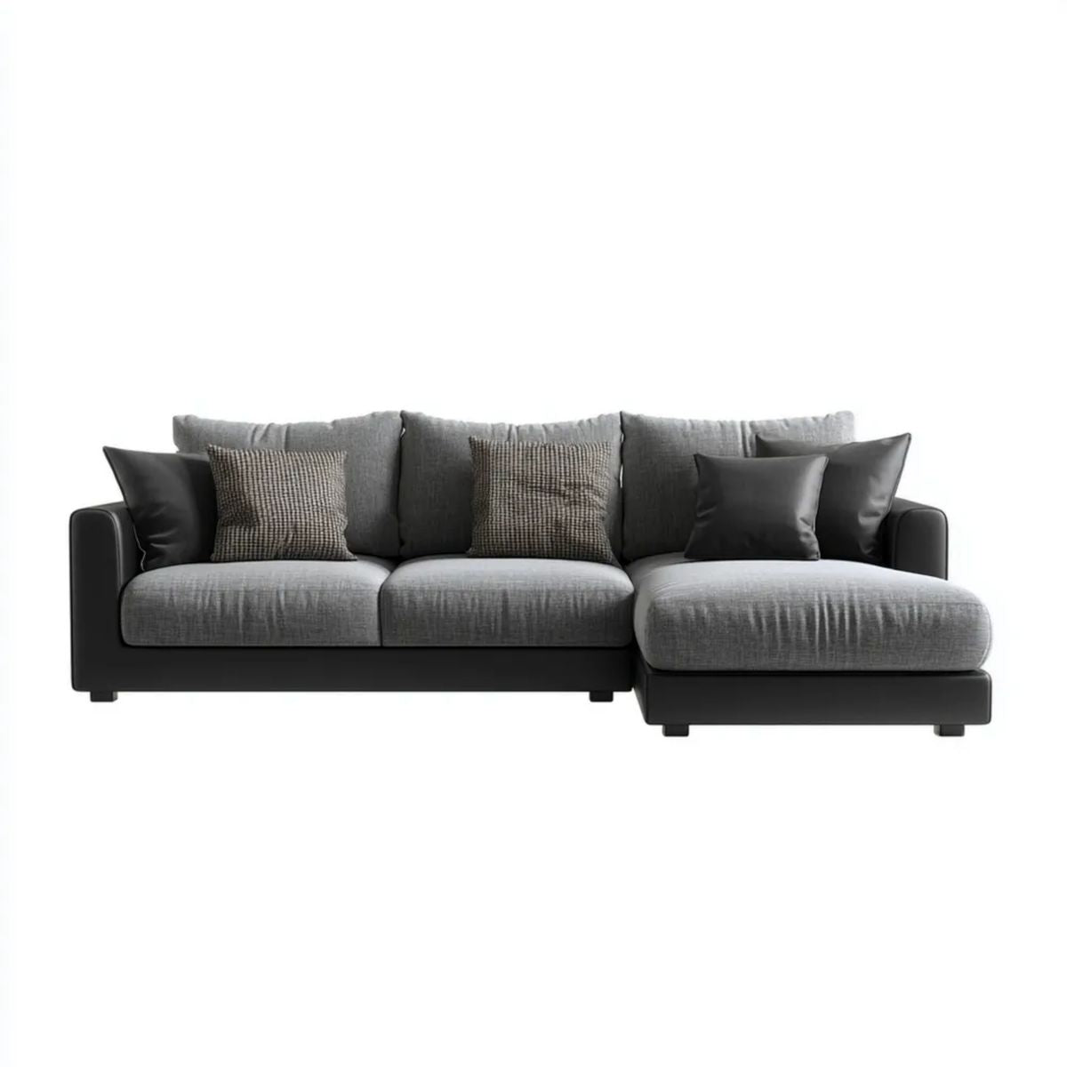 Sofa, 4-osobowa w kolorze -fotel w poliestrze i PU, szary i czarny, 280 x 160 x 85 cm