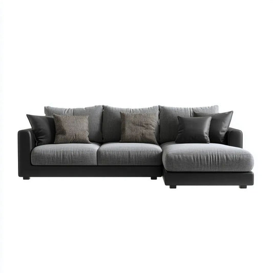 Sofa, 4-osobowa w kolorze -fotel w poliestrze i PU, szary i czarny, 280 x 160 x 85 cm