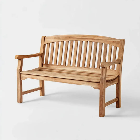 Ławka ogrodowa 2 fotele w naturalnym prostokątnym teku stałym 120 x 65 x 92 cm