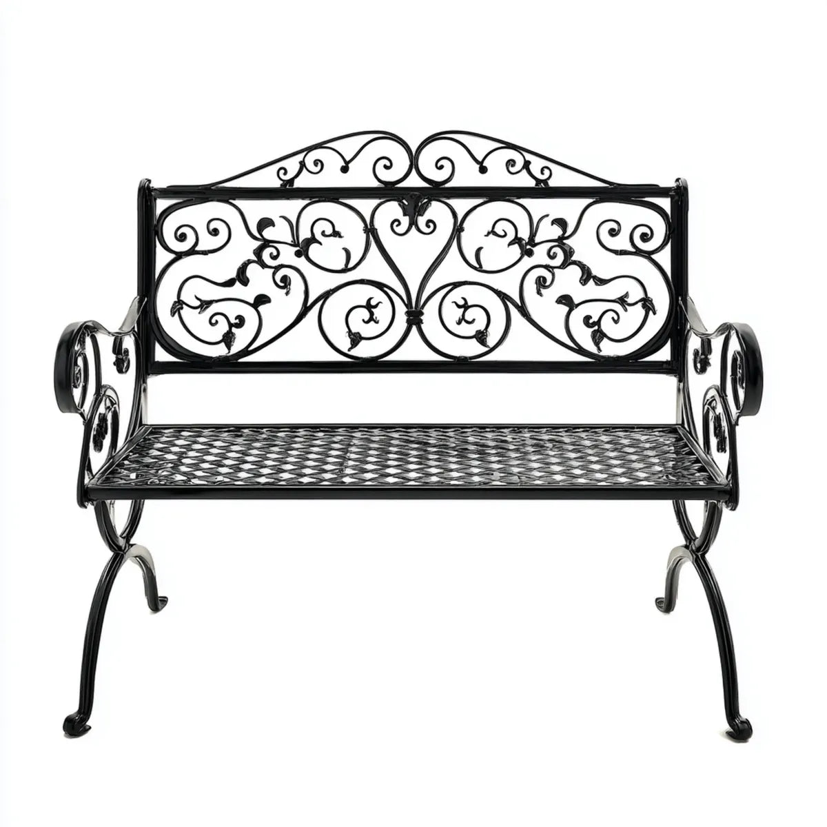 Ławka ogrodowa 2 miejsca czarne 104 x 54 x 89 cm prostokątne odlewane żelazo