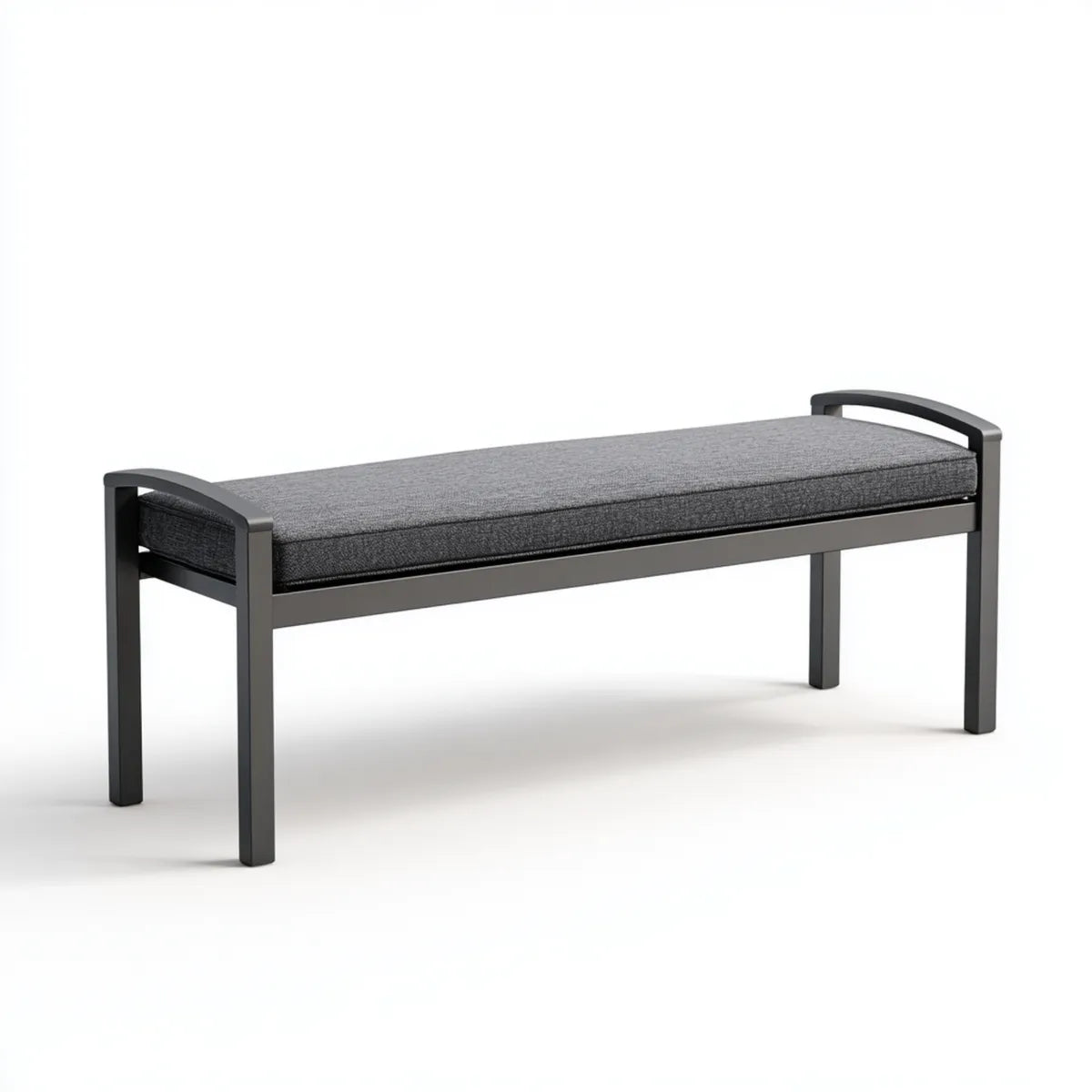 Ławka ogrodowa 2 miejsca szary antracyt 120 x 40 x 63 cm aluminium z prostokątną poduszką