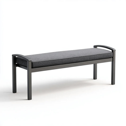 Ławka ogrodowa 2 miejsca szary antracyt 120 x 40 x 63 cm aluminium z prostokątną poduszką