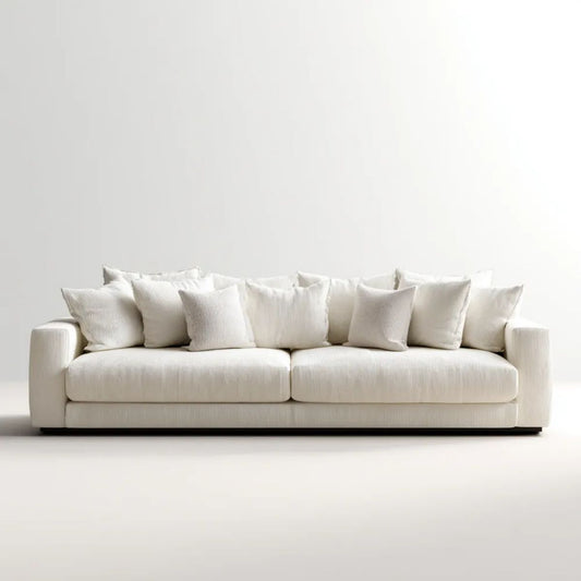 Sofa, Prostokątna sofa 4 off- biały w poliestrze wstążka, 300 x 100 x 85 cm
