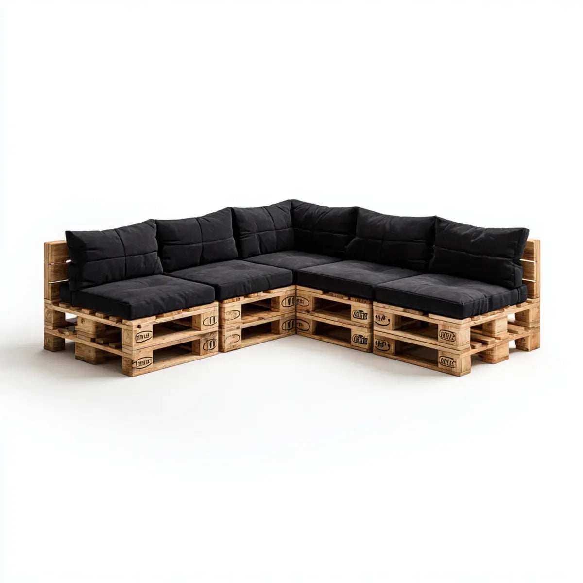 Sofa ogrodowa, Czarna sofa ogrodowa w litej sosnie 280 x 210 x 80 cm