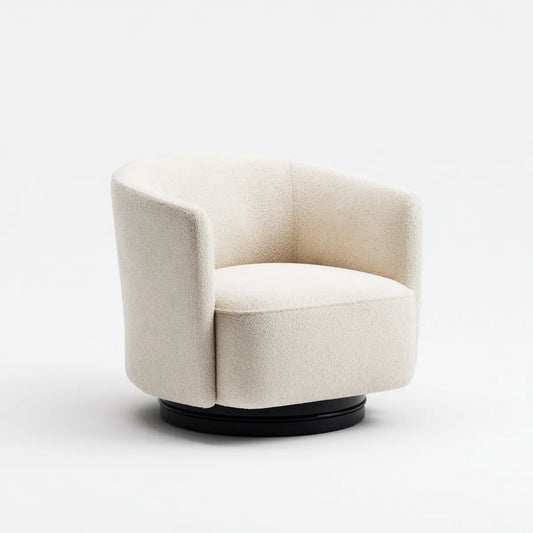 Fotel, Krzesło klubowe obrotowe klamra do kremu poliestrowego 76 x 78 x 74 cm okrągły kształt