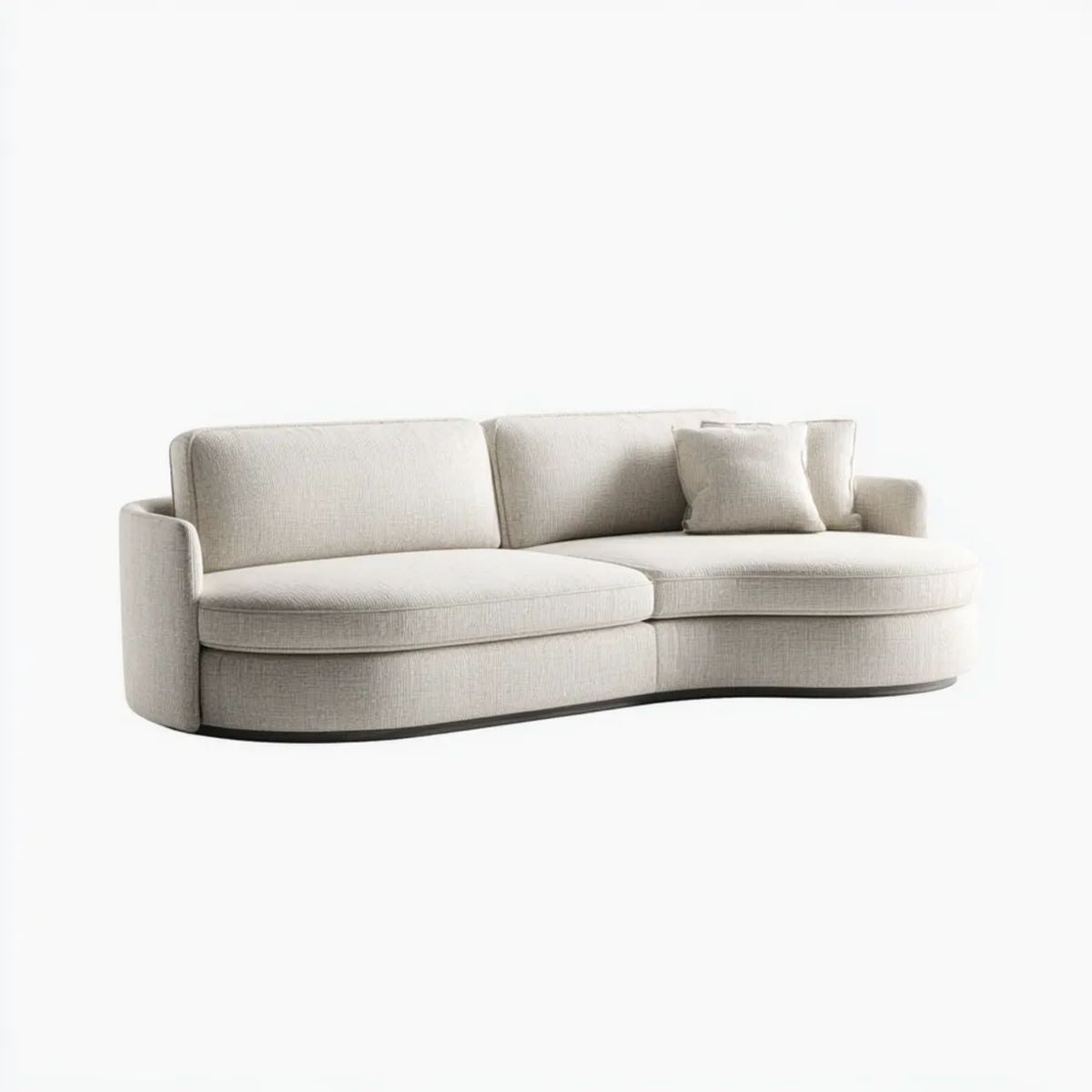 Sofa, Beżowa zakrzywiona sofa w poliestrze, 230 × 95 × 78 cm