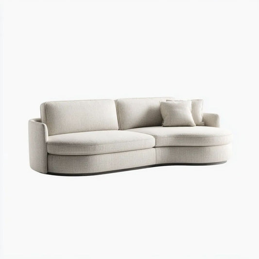 Sofa, Beżowa zakrzywiona sofa w poliestrze, 230 × 95 × 78 cm