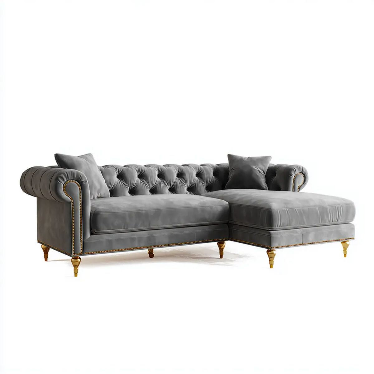 Sofa, Chesterfield 4 Bethleseater szary poliester Bethvelvet Bethleeffect Bethlesoft sofa, 280 x 170 x 78 cm, z bethlestraight meridian
