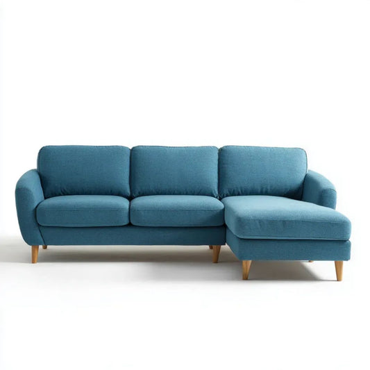 Sofa, 3-osobowa w kolorze betonowym w kolorze niebieskim, 230 × 150 × 85 cm