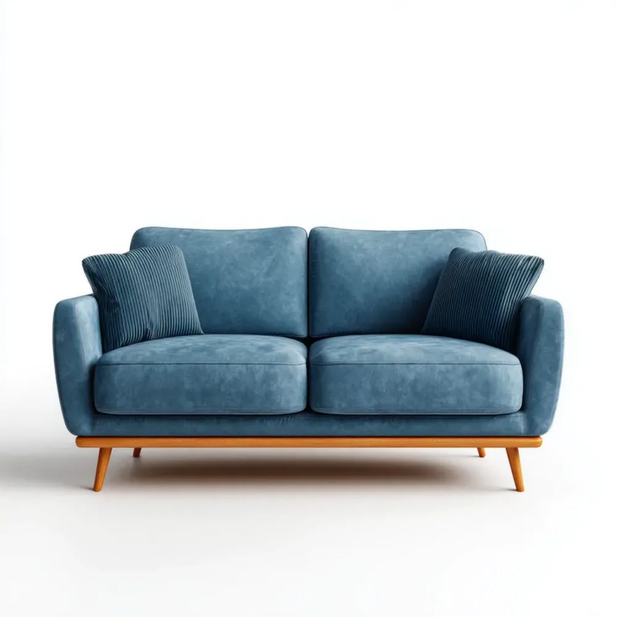 Sofa, Niebieski olejek balsam sofa w poliestrze bilvelvet z drewnianymi nóżkami, 160 x 85 x 85 cm