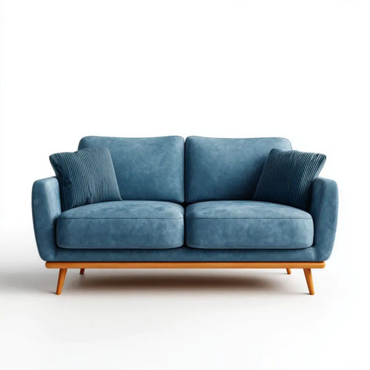 Sofa, Niebieski olejek balsam sofa w poliestrze bilvelvet z drewnianymi nóżkami, 160 x 85 x 85 cm